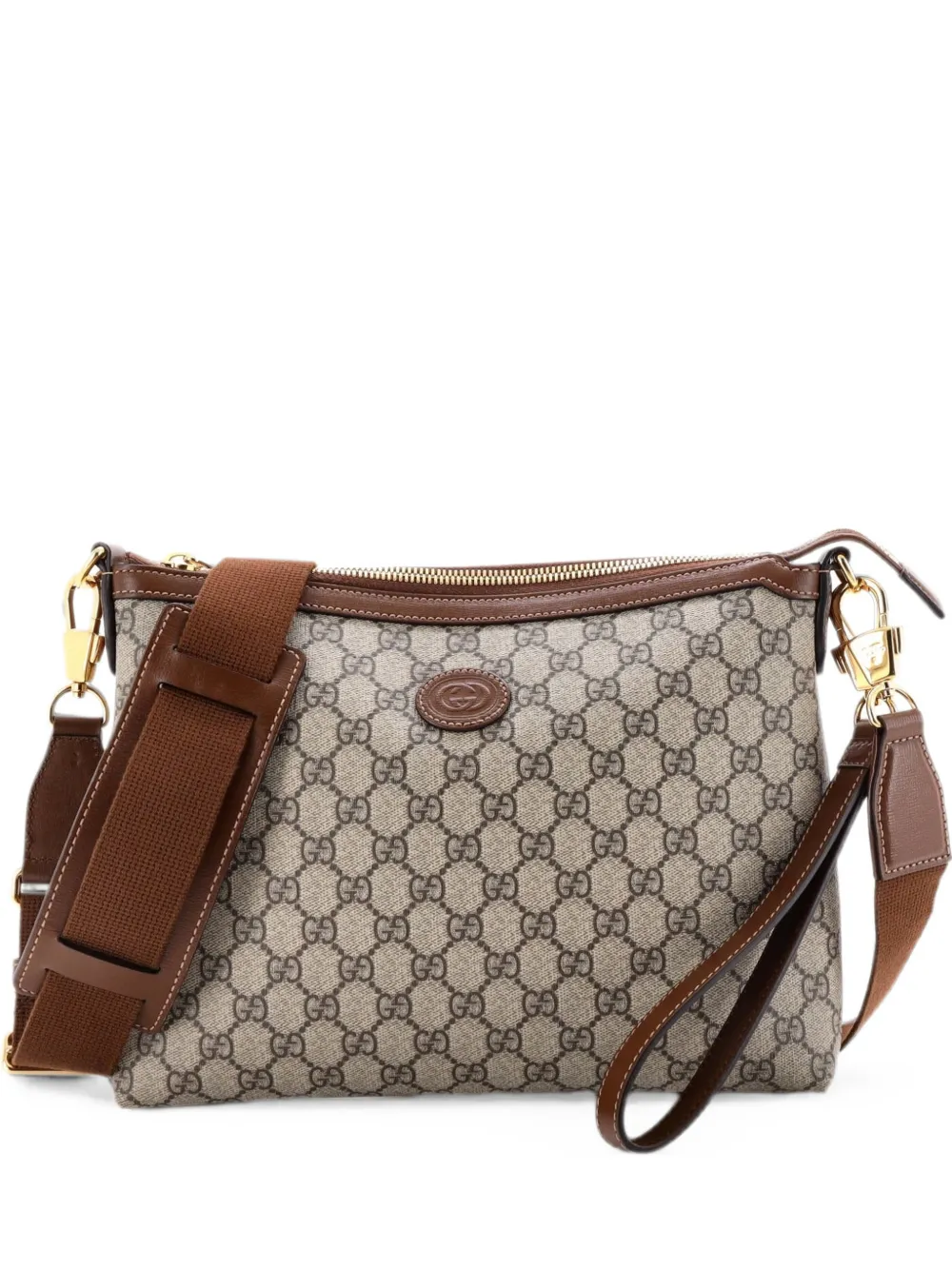 Gucci Pre-Owned Interlocking G Patch Wristlet Messenger Bag GG Coated Canvas Medium crossbody bag - Braun
