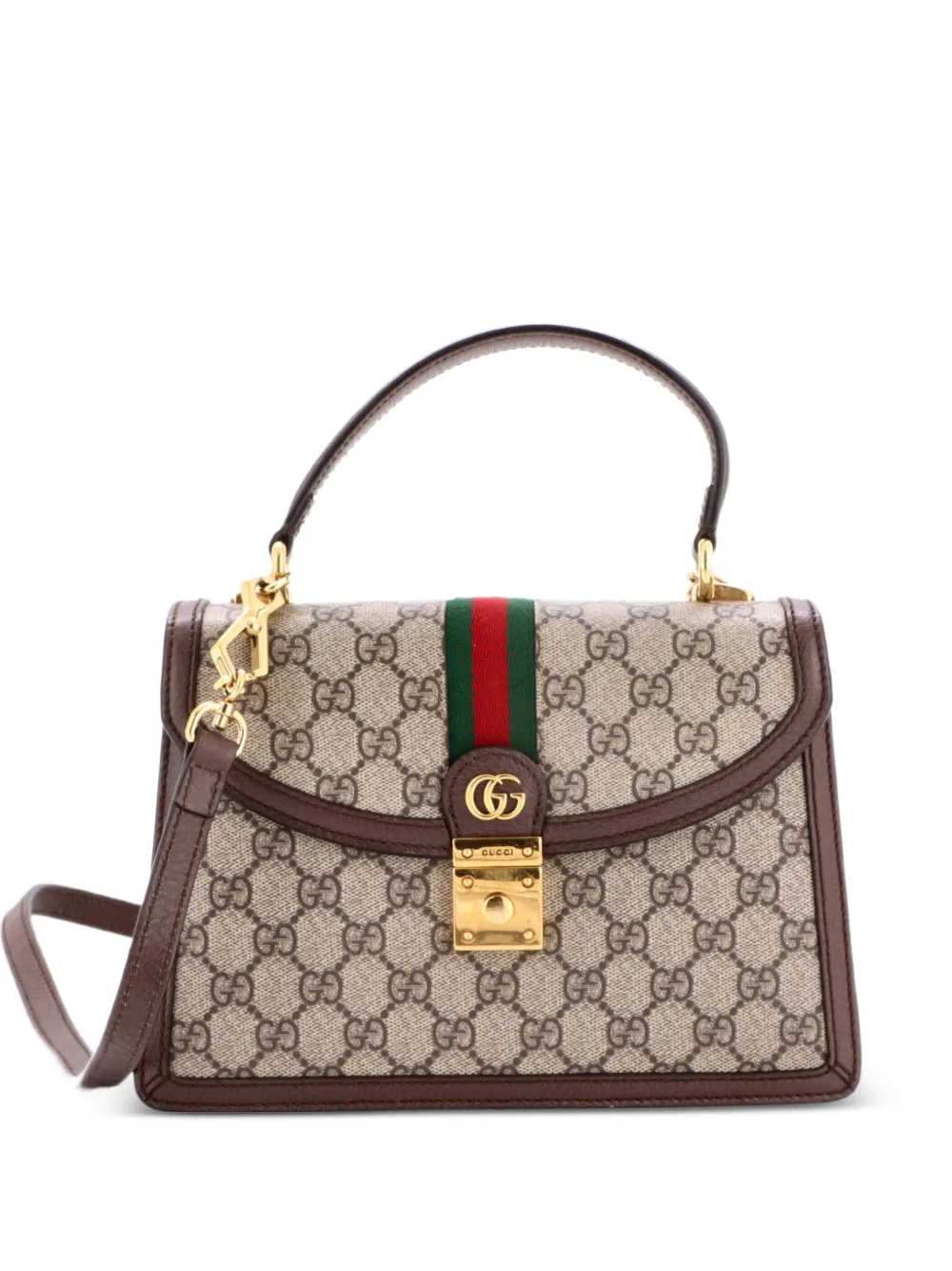 Gucci Pre-Owned Ophidia Flap Top Handle Bag GG Coated Canvas Small satchel - Marrone