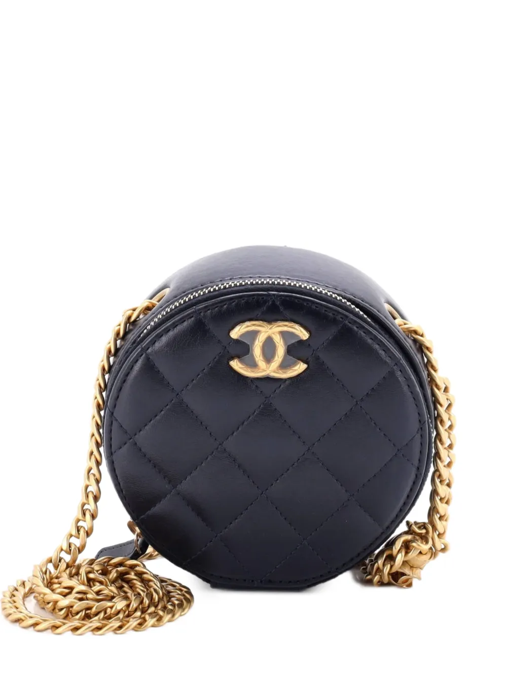 CHANEL Pre-Owned All Slide Long Round Clutch with Chain Quilted Lambskin crossbody bag - Blu