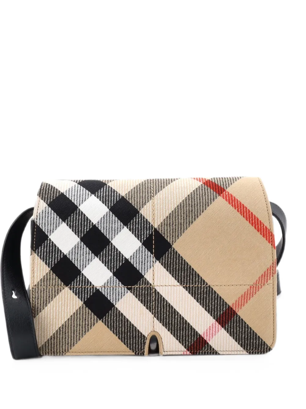 Burberry Pre-Owned Snip Shoulder Bag Check Jacquard with Leather crossbody bag - Braun