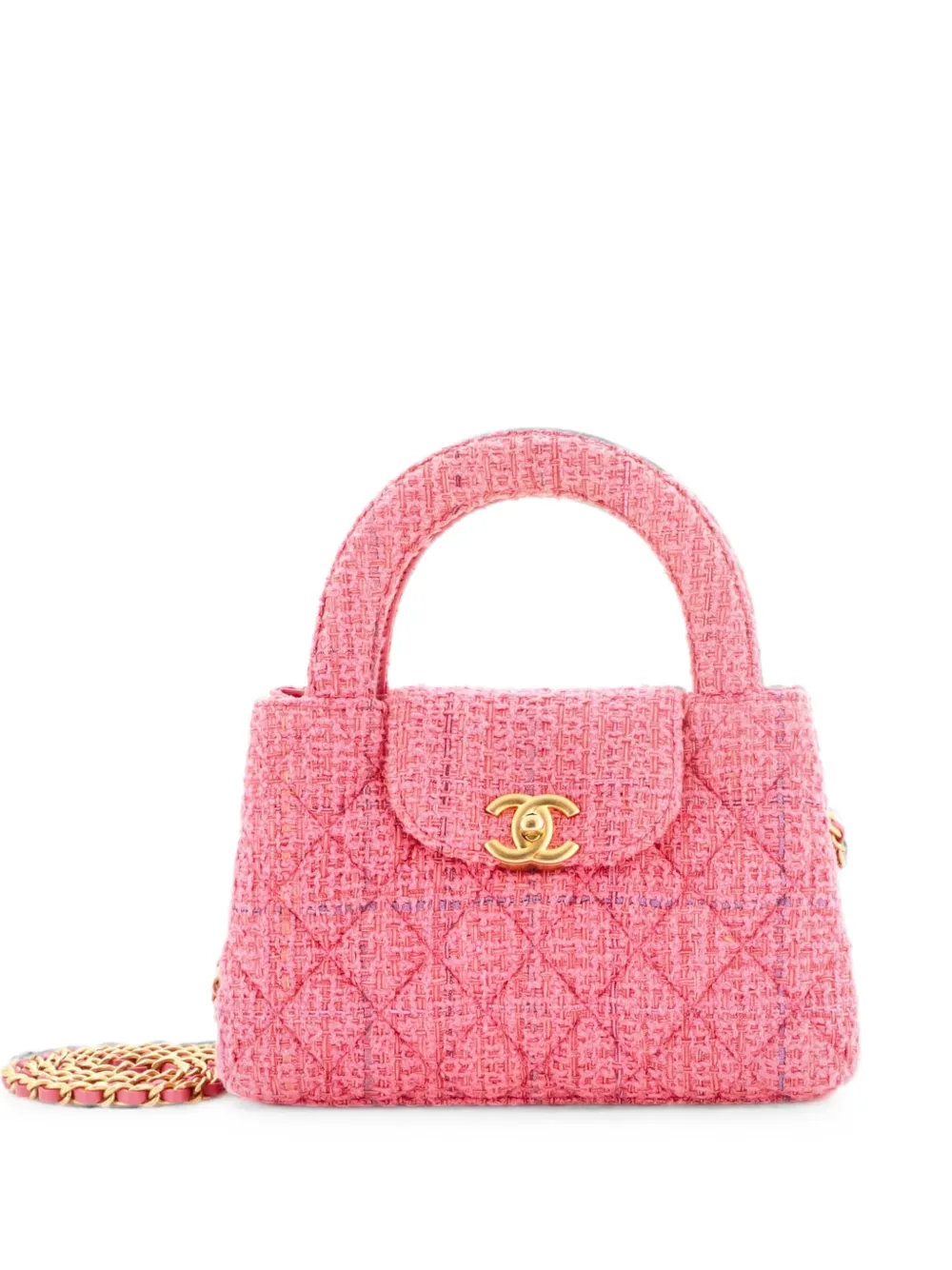 CHANEL Pre-Owned Kelly Top Handle Shopping Bag Quilted Tweed Mini satchel - Rosa
