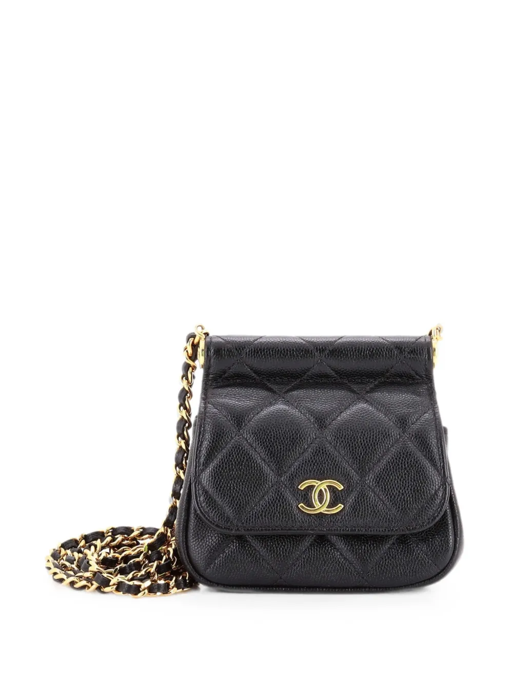 CHANEL Pre-Owned Bar Clutch on Chain Quilted Caviar Mini crossbody bag - Nero