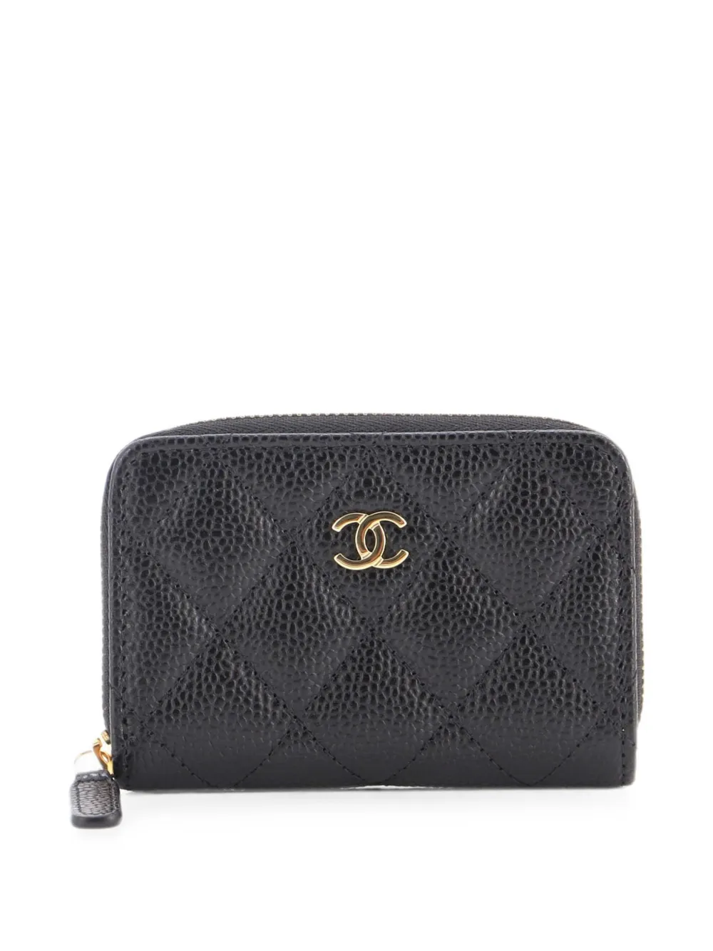 CHANEL Pre-Owned CC Zip Coin Purse Quilted Caviar Small pouch - Nero