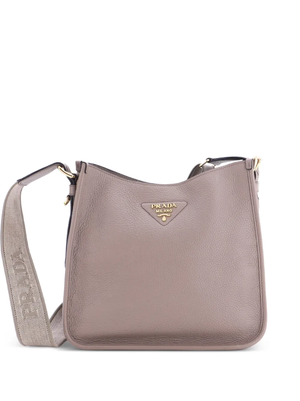 Prada Pre-Owned Logo Strap Leather Medium hobo bag - Grigio