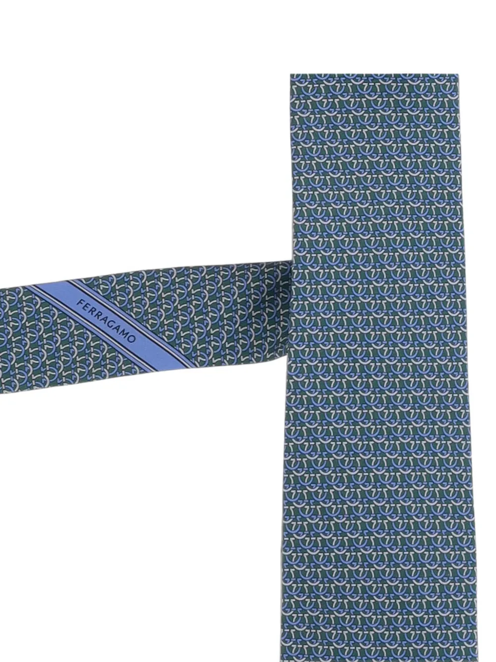 Ferragamo Zijden stropdas met Gancini-patroon Blauw