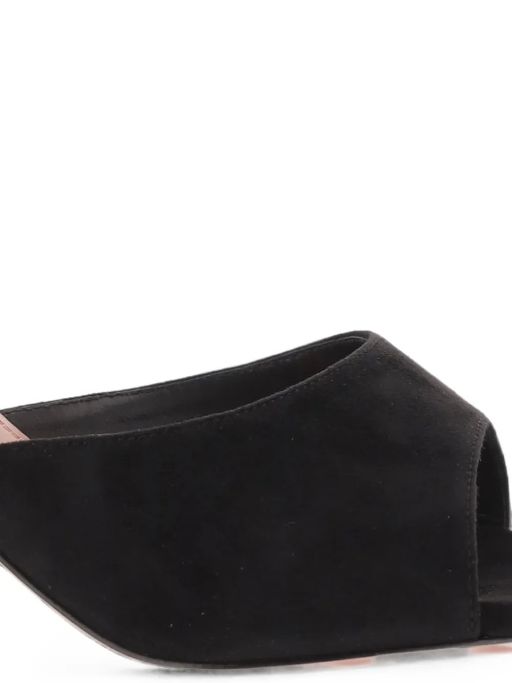 Amina Muaddi Lupita 70 black suede slippers Zwart