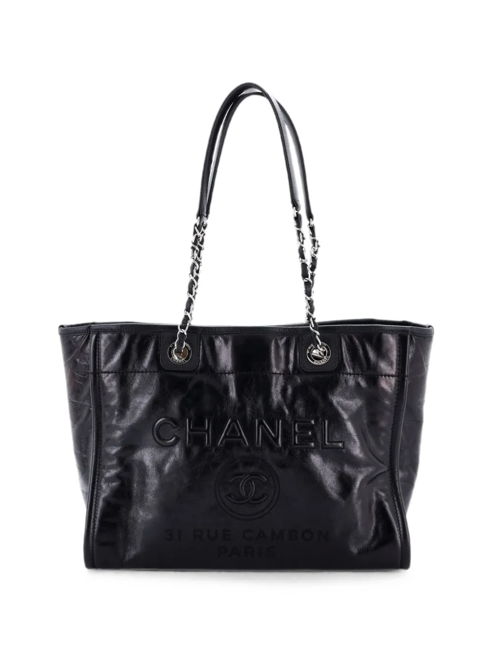 CHANEL Pre-Owned Deauville Glazed Calfskin Small tote bag - Nero