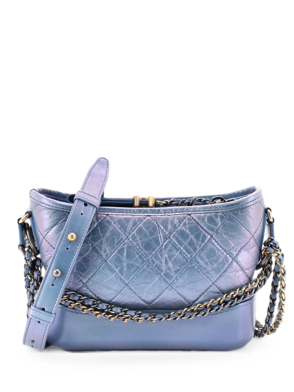 CHANEL Pre-Owned Gabrielle Hobo Quilted Iridescent Lambskin Small crossbody bag - Blau