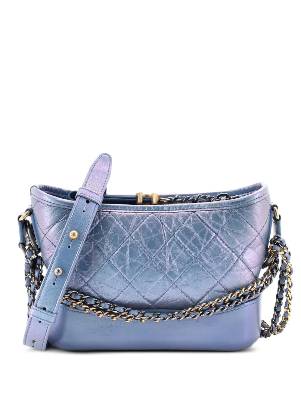 CHANEL Pre-Owned Gabrielle Hobo Quilted Iridescent Lambskin Small crossbody bag - Blu