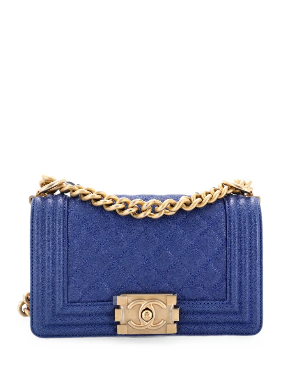 CHANEL Pre-Owned Boy Flap Bag Quilted Caviar Small crossbody bag - Blu