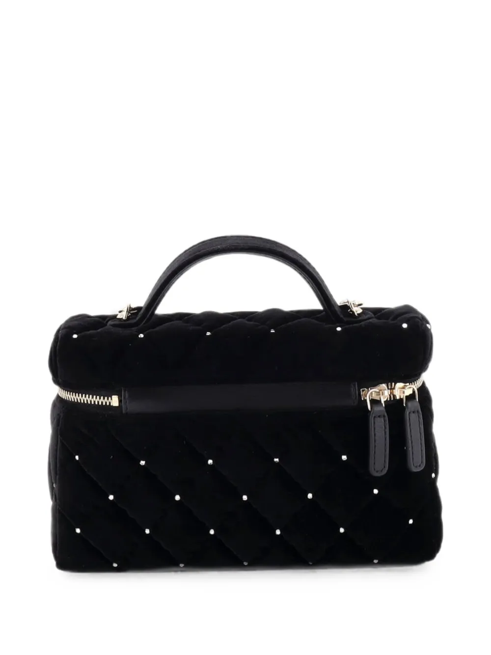 CHANEL Pre-Owned Classic Top Handle Slim Vanity Case with Chain Quilted Velvet with Crystals Small satchel - Schwarz
