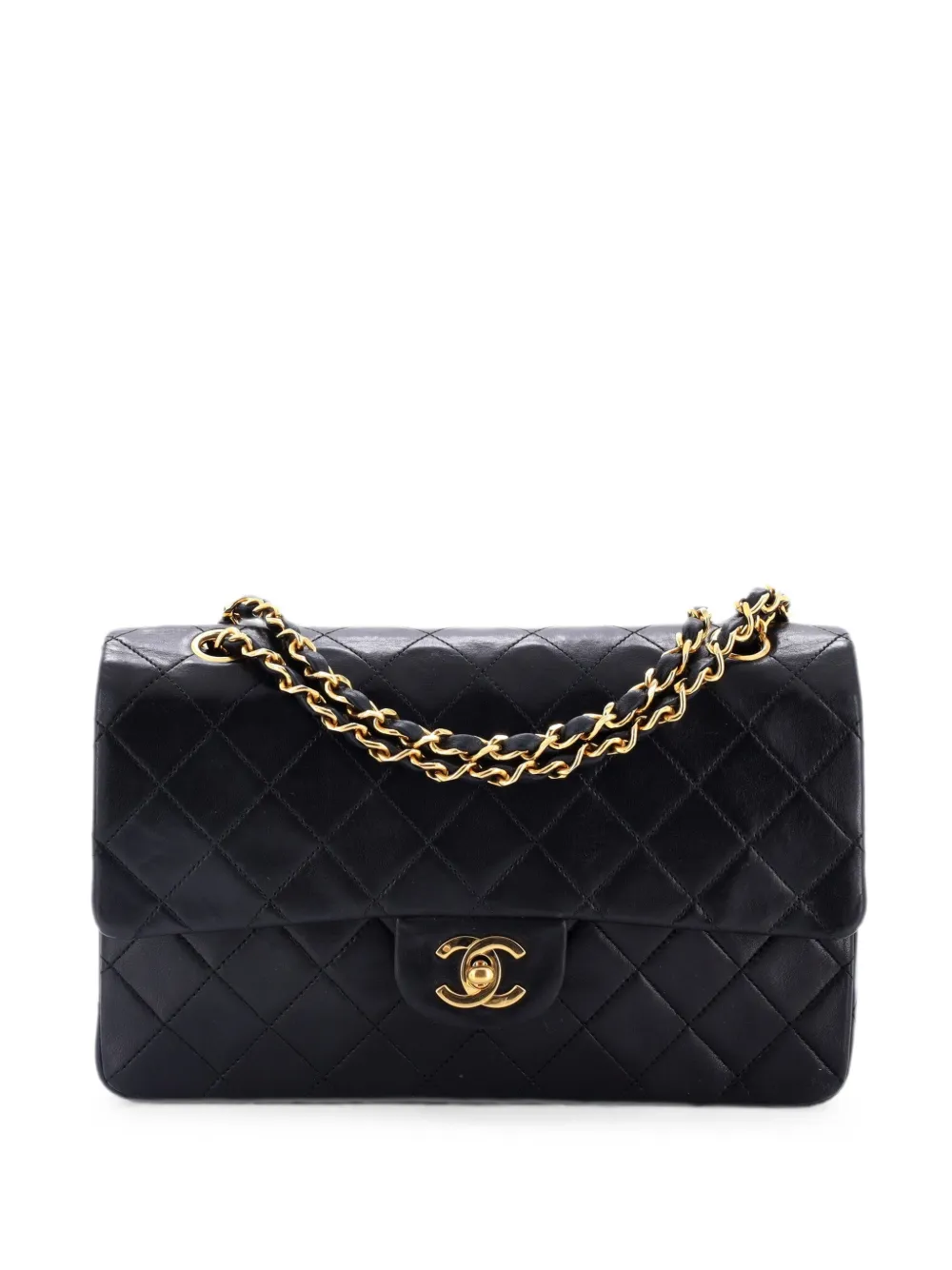 CHANEL Pre-Owned Classic Double Flap Bag Quilted Lambskin Medium shoulder bag - Nero