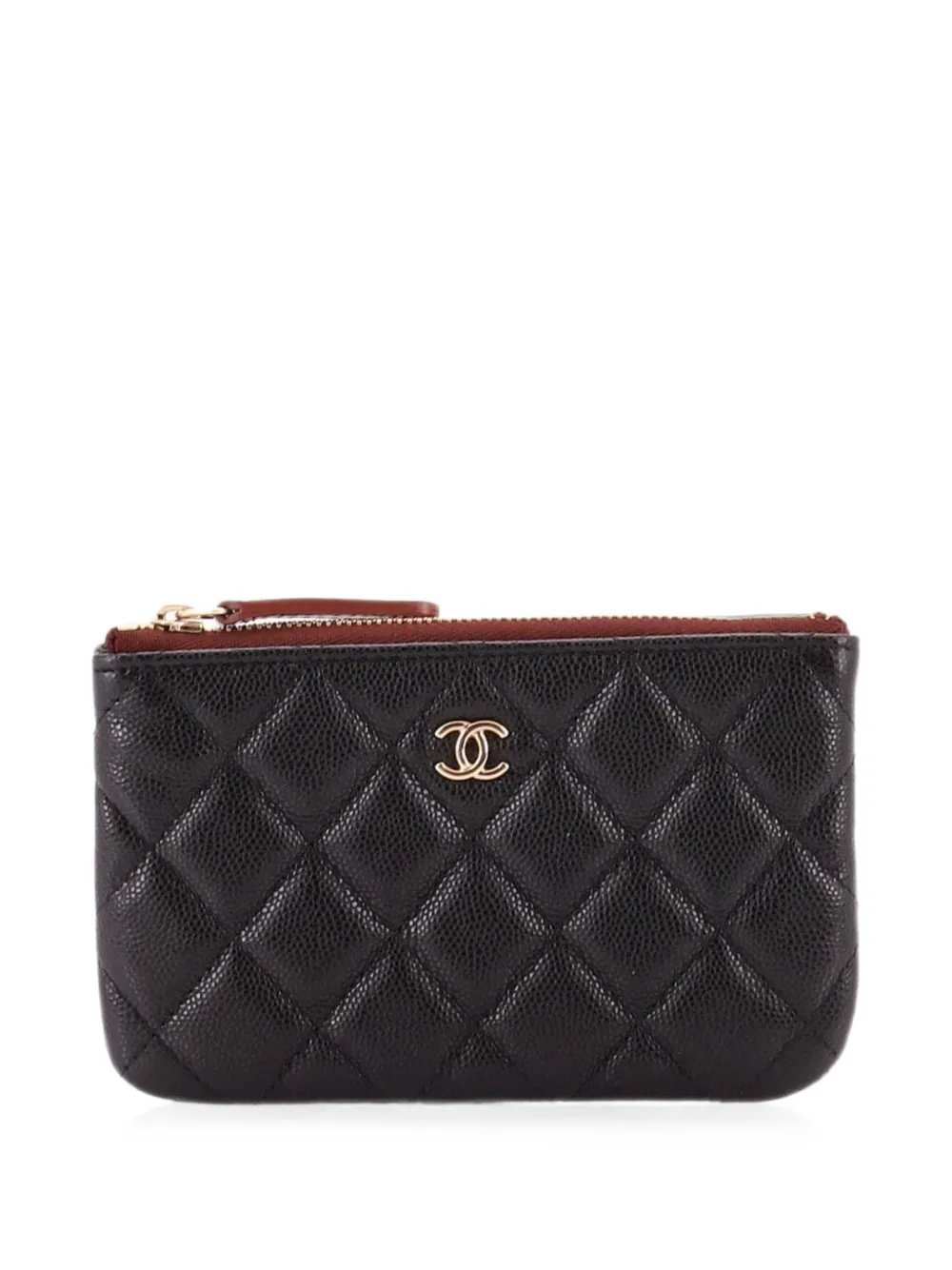 CHANEL Pre-Owned Classic O Case Quilted Caviar Mini pouch - Nero