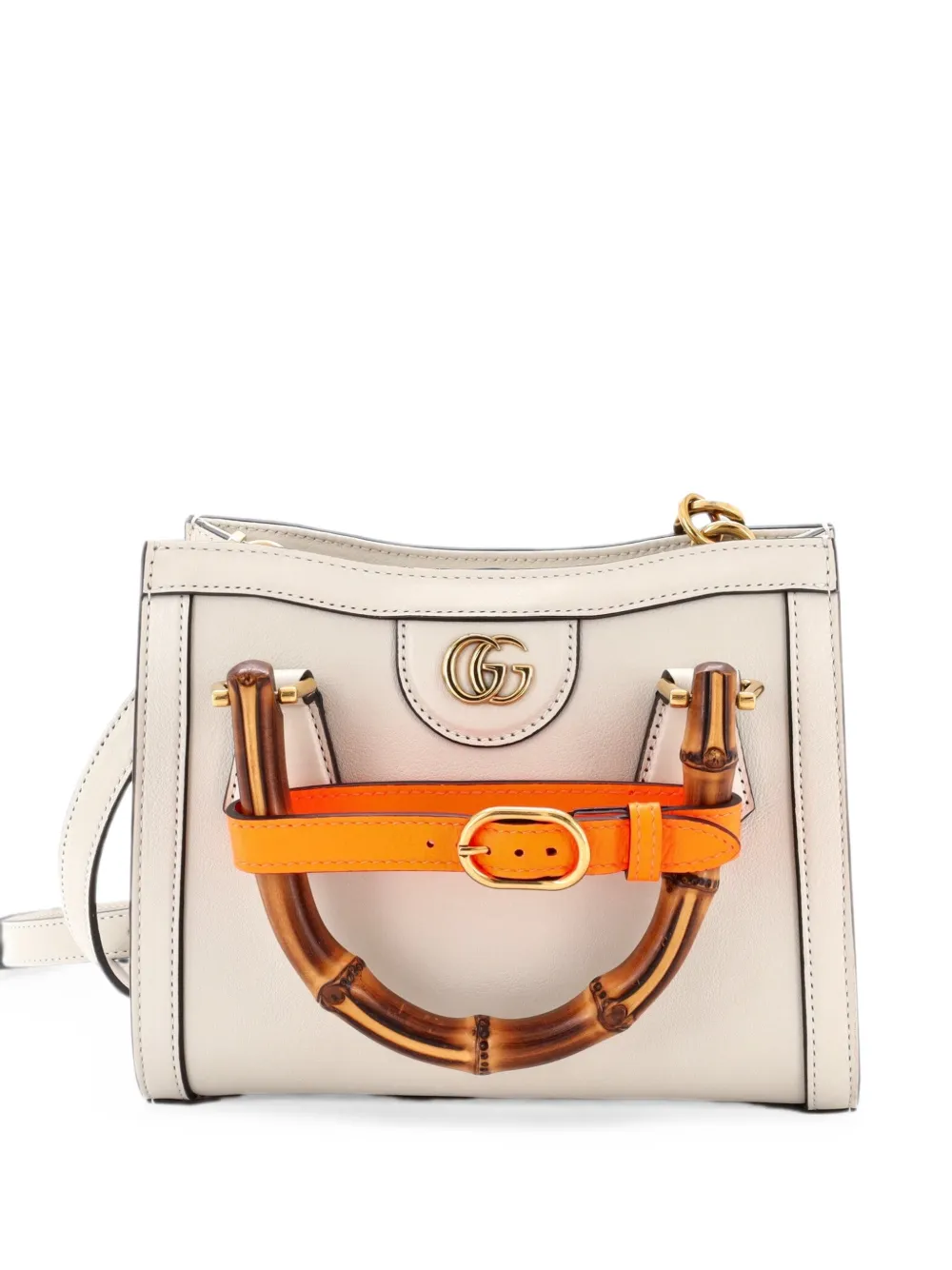 Gucci Pre-Owned Diana NM Bamboo Handle Tote Leather Mini crossbody bag - Weiß