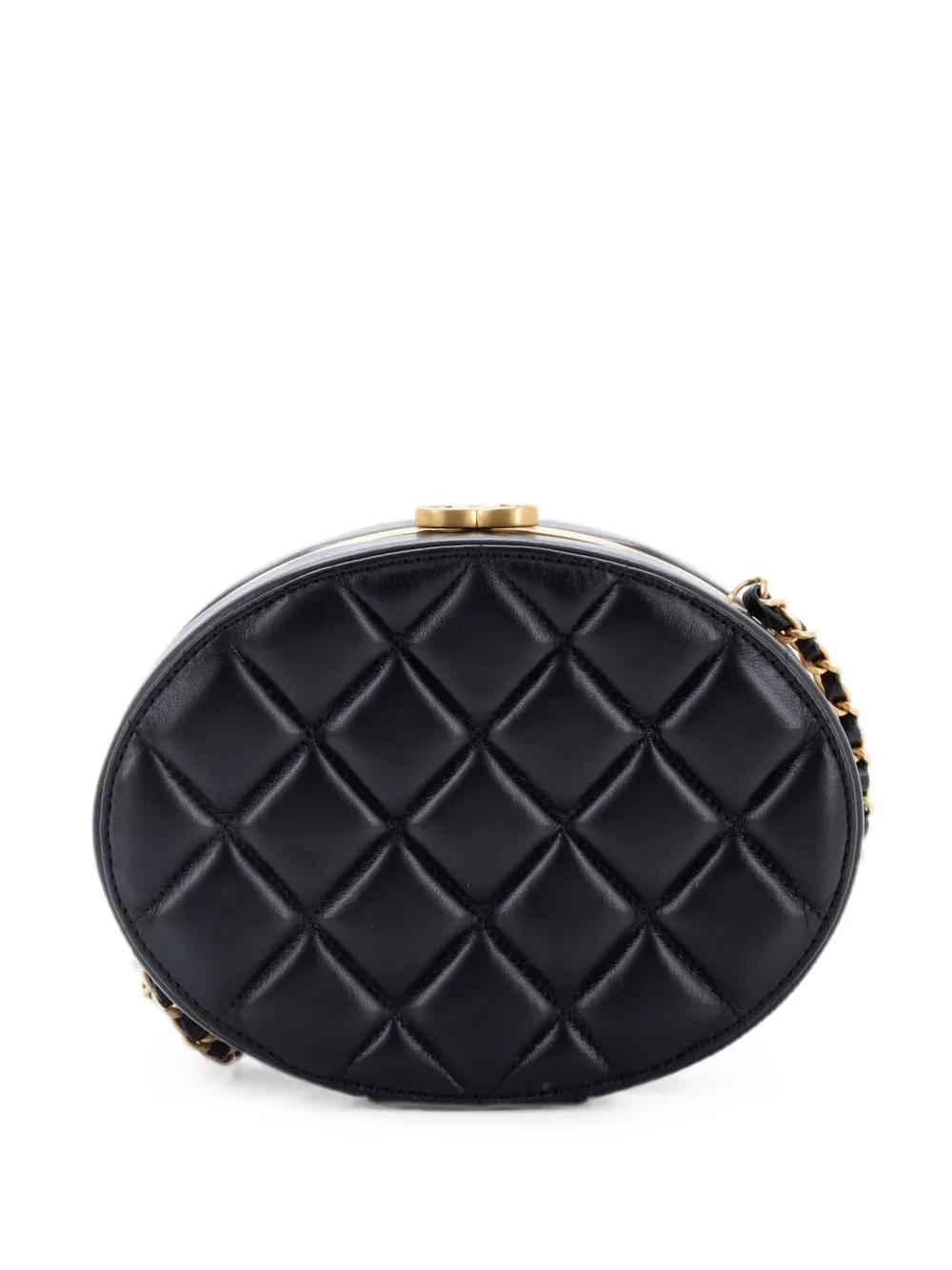 CHANEL Pre-Owned Oval Frame on Chain Quilted Lambskin clutch bag - Schwarz