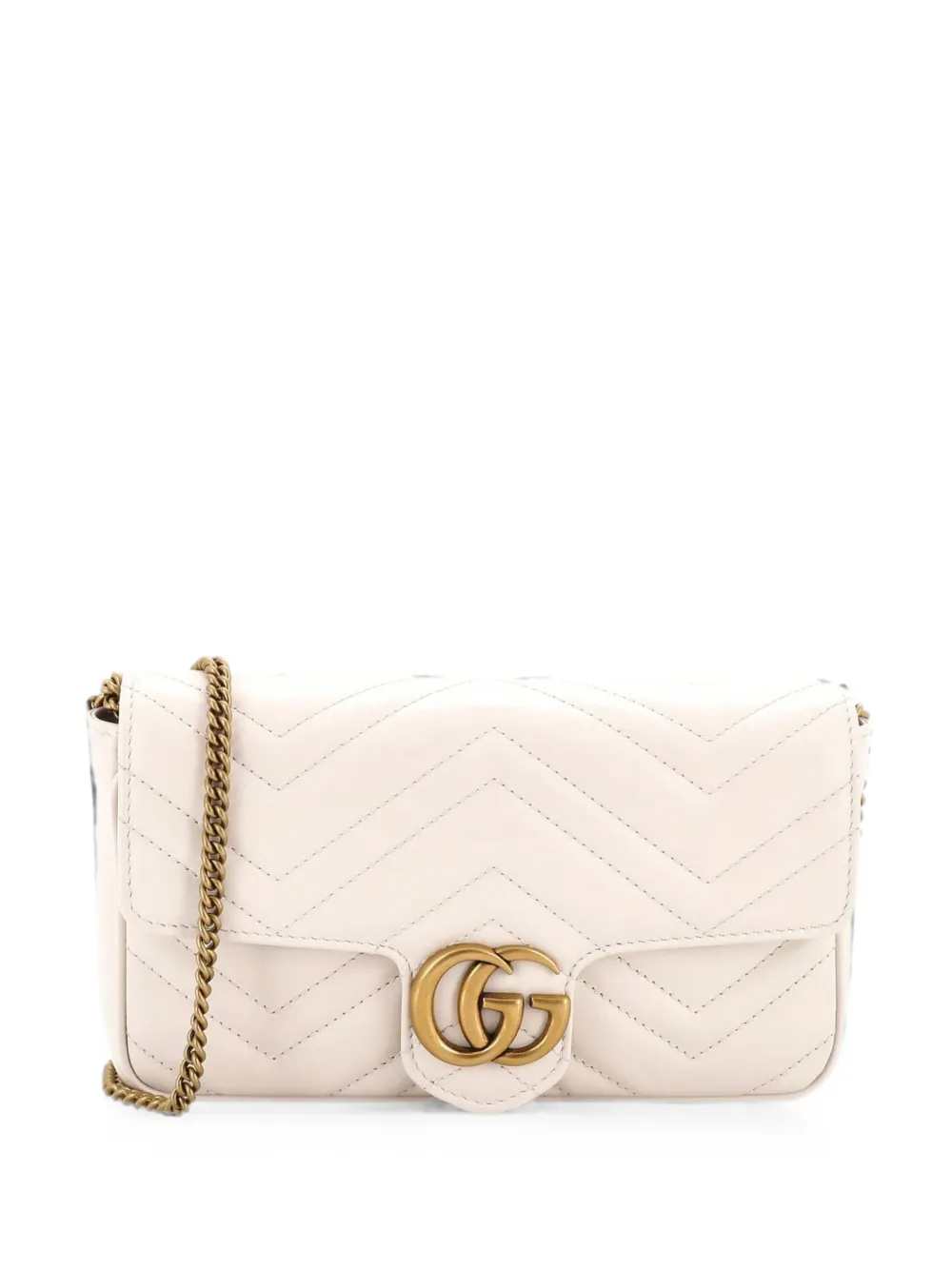 Gucci Pre-Owned GG Marmont Flap Bag with Cardholder Matelasse Leather Small shoulder bag - Bianco