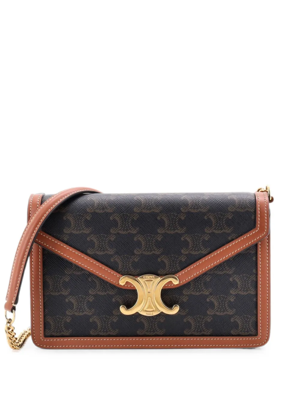 Celine Pre-Owned Margo Triomphe Wallet on Chain Triomphe Coated Canvas crossbody bag - Braun