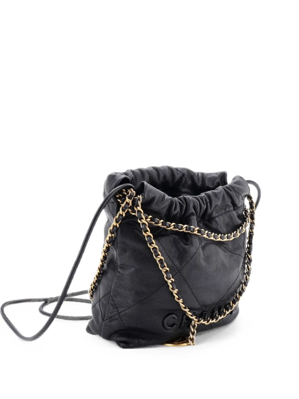 CHANEL Pre-Owned 22 Chain Quilted Caviar Mini hobo bag - Nero