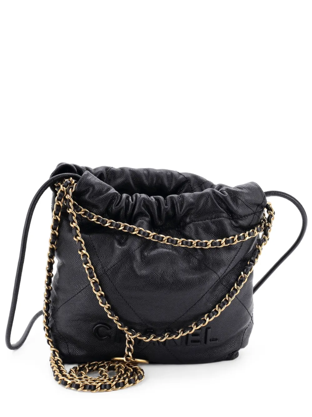 CHANEL Pre-Owned 22 Chain Quilted Caviar Mini hobo bag - Black
