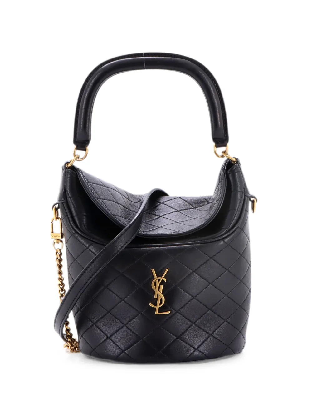 Saint Laurent Pre-Owned Gaby Chain Quilted Leather Mini bucket bag - Nero