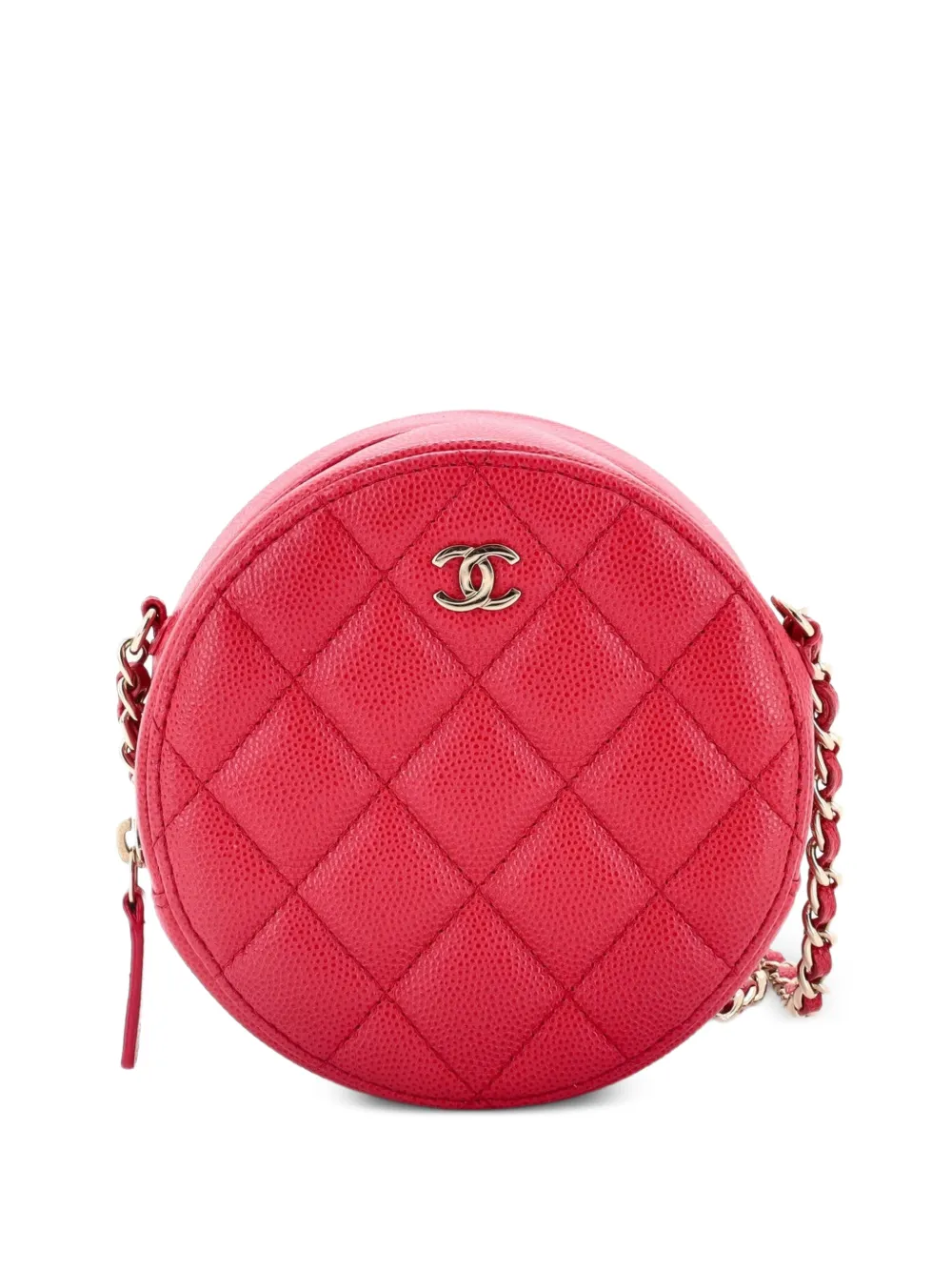 CHANEL Pre-Owned Round Clutch with Chain Quilted Caviar Mini crossbody bag - Rosa