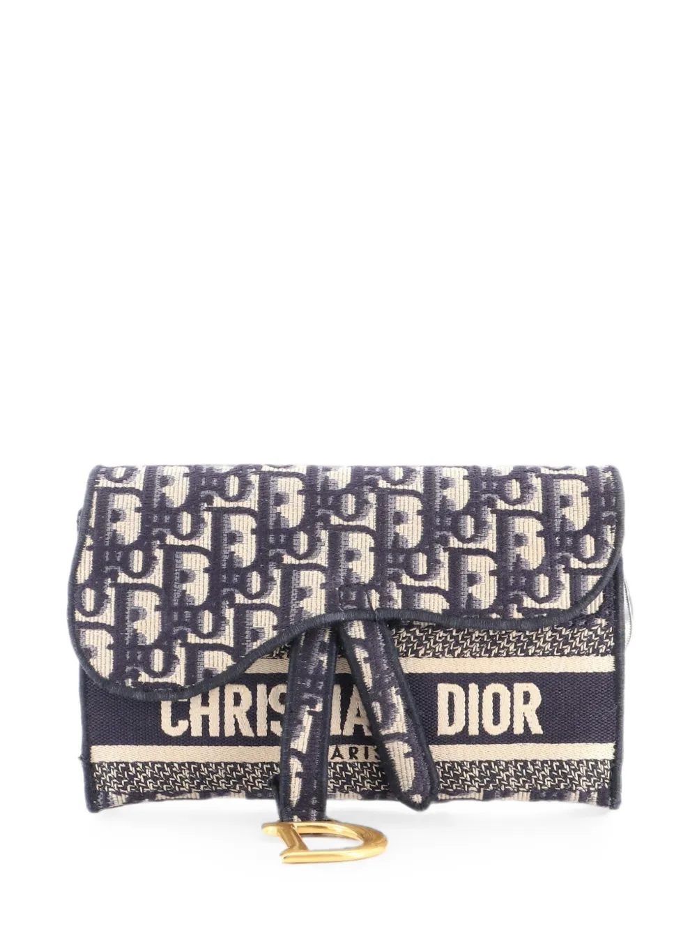 Christian Dior Pre-Owned Saddle Slim Pouch Logo Embroidered Oblique Canvas belt bag - Blau