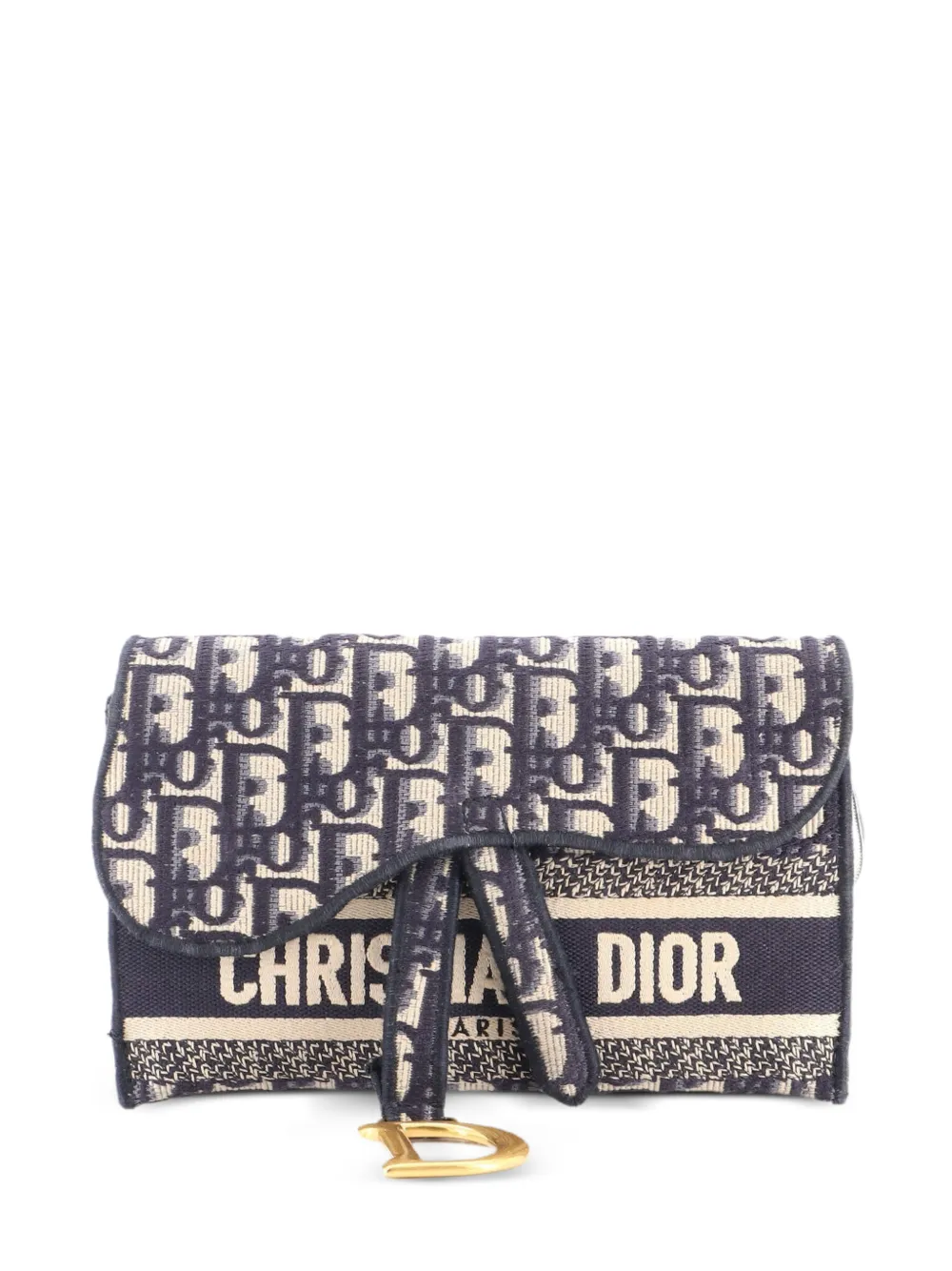 Christian Dior Pre-Owned Saddle Slim Pouch Logo Embroidered Oblique Canvas belt bag - Blau