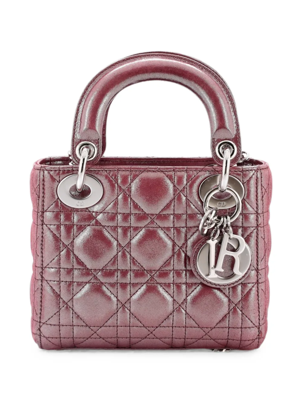 Christian Dior Pre-Owned Lady Dior Chain Bag Cannage Quilt Iridescent Leather Mini satchel - Rosa