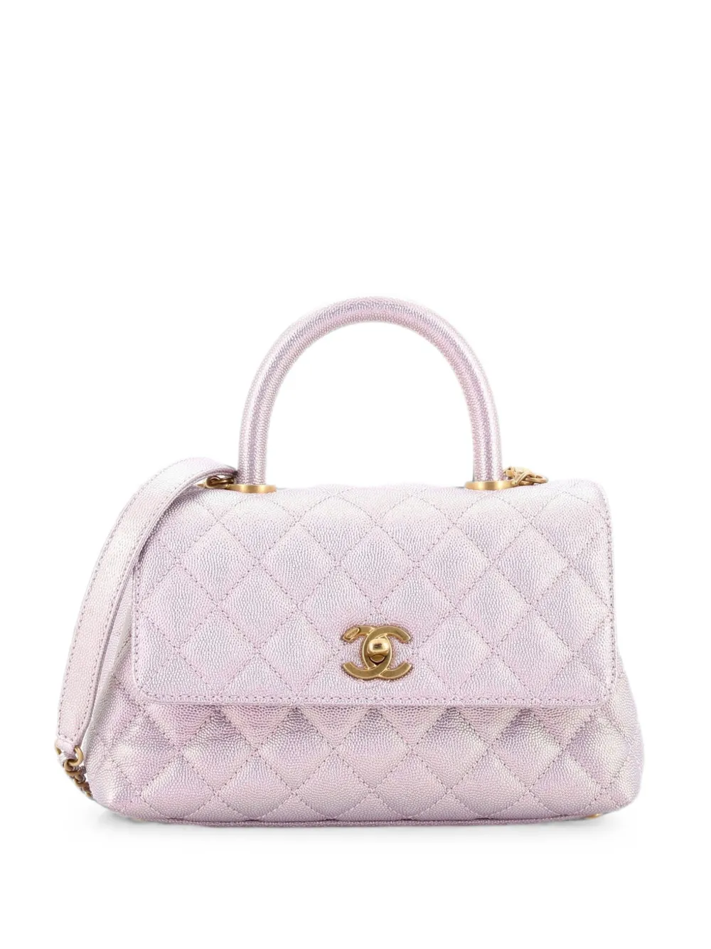 CHANEL Pre-Owned Coco Top Handle Bag Quilted Iridescent Caviar Mini satchel - Rosa