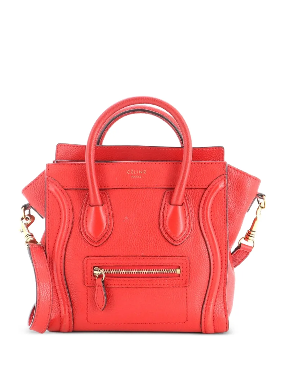 Celine Pre-Owned Luggage Bag Grainy Leather Nano crossbody bag - Rosso