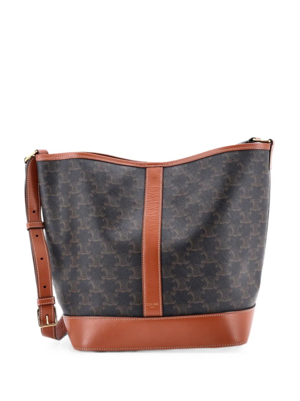 Celine Pre-Owned Triomphe Coated Canvas Medium bucket bag - Marrone
