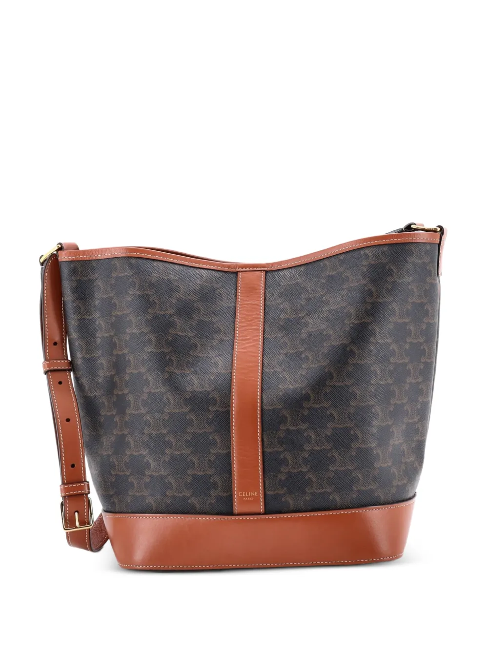 Celine Pre-Owned Triomphe Coated Canvas Medium bucket bag - Marrone