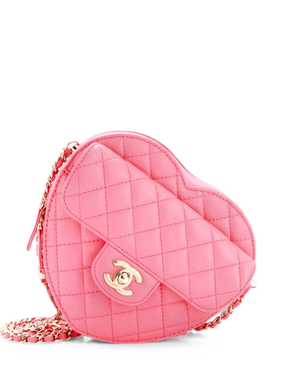 CHANEL Pre-Owned CC in Love Heart Bag Quilted Lambskin Large crossbody bag - Rosa