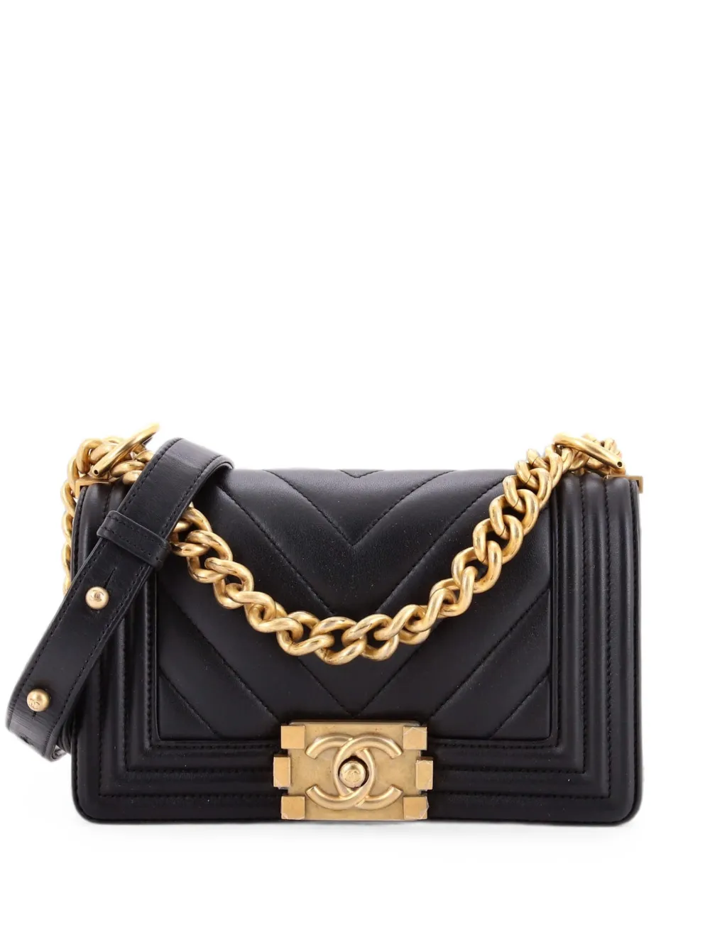 CHANEL Pre-Owned Boy Flap Bag Chevron Calfskin Small crossbody bag - Nero