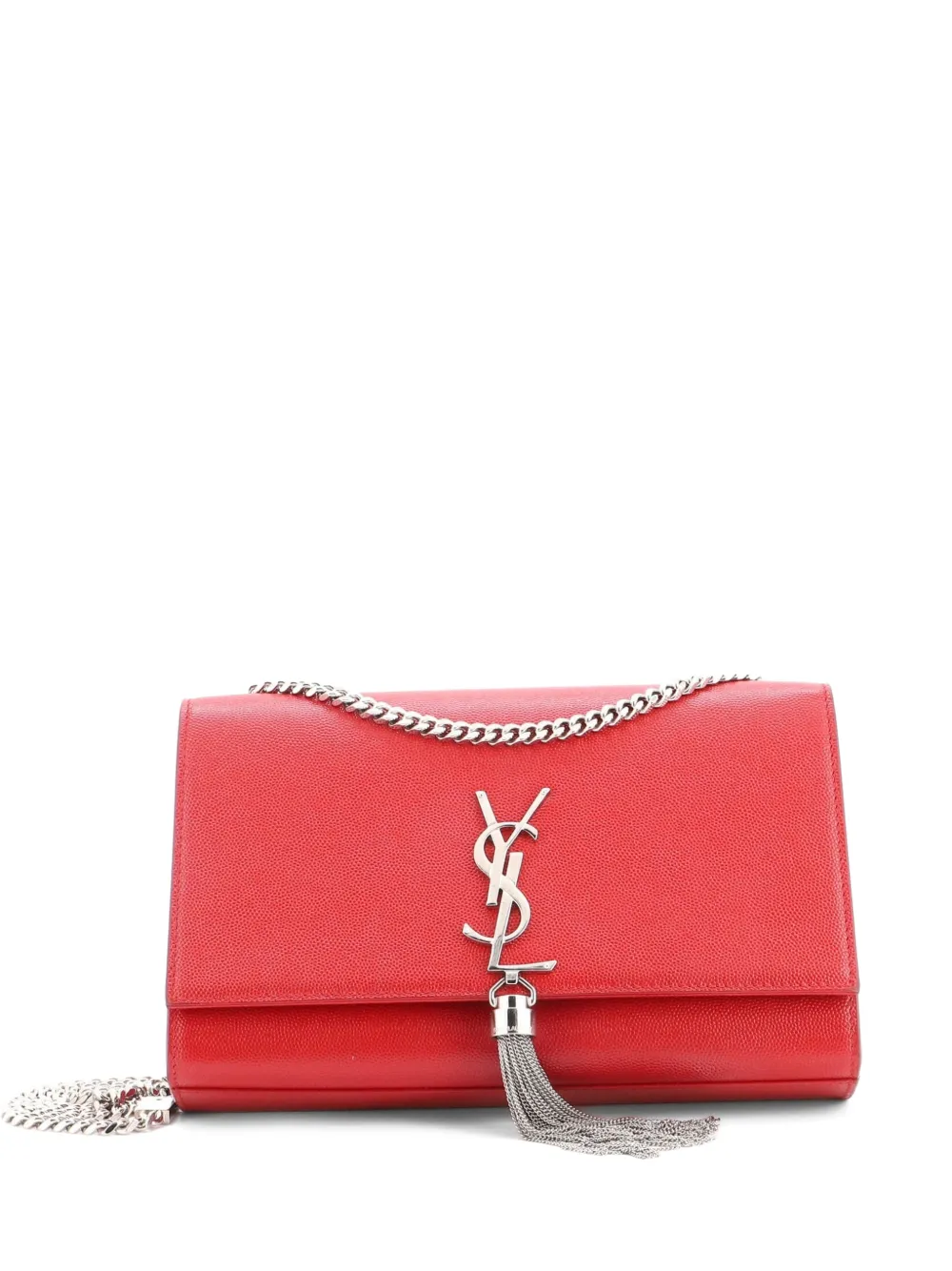 Saint Laurent Pre-Owned Classic Monogram Tassel Leather Medium crossbody bag - Rosso