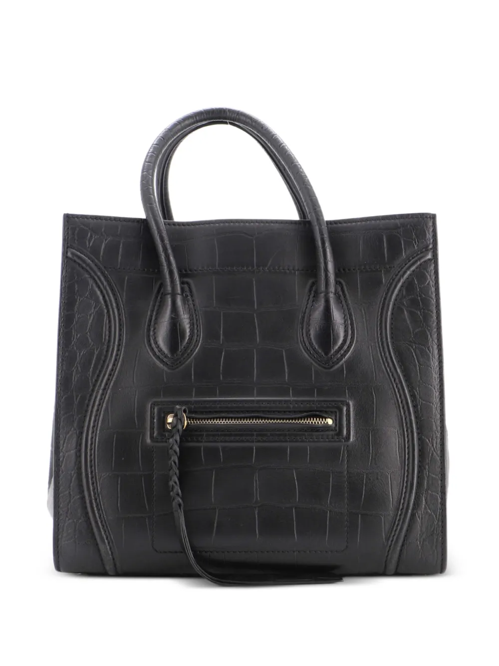 Celine Pre-Owned Phantom Bag Crocodile Embossed Leather Medium tote bag - Nero