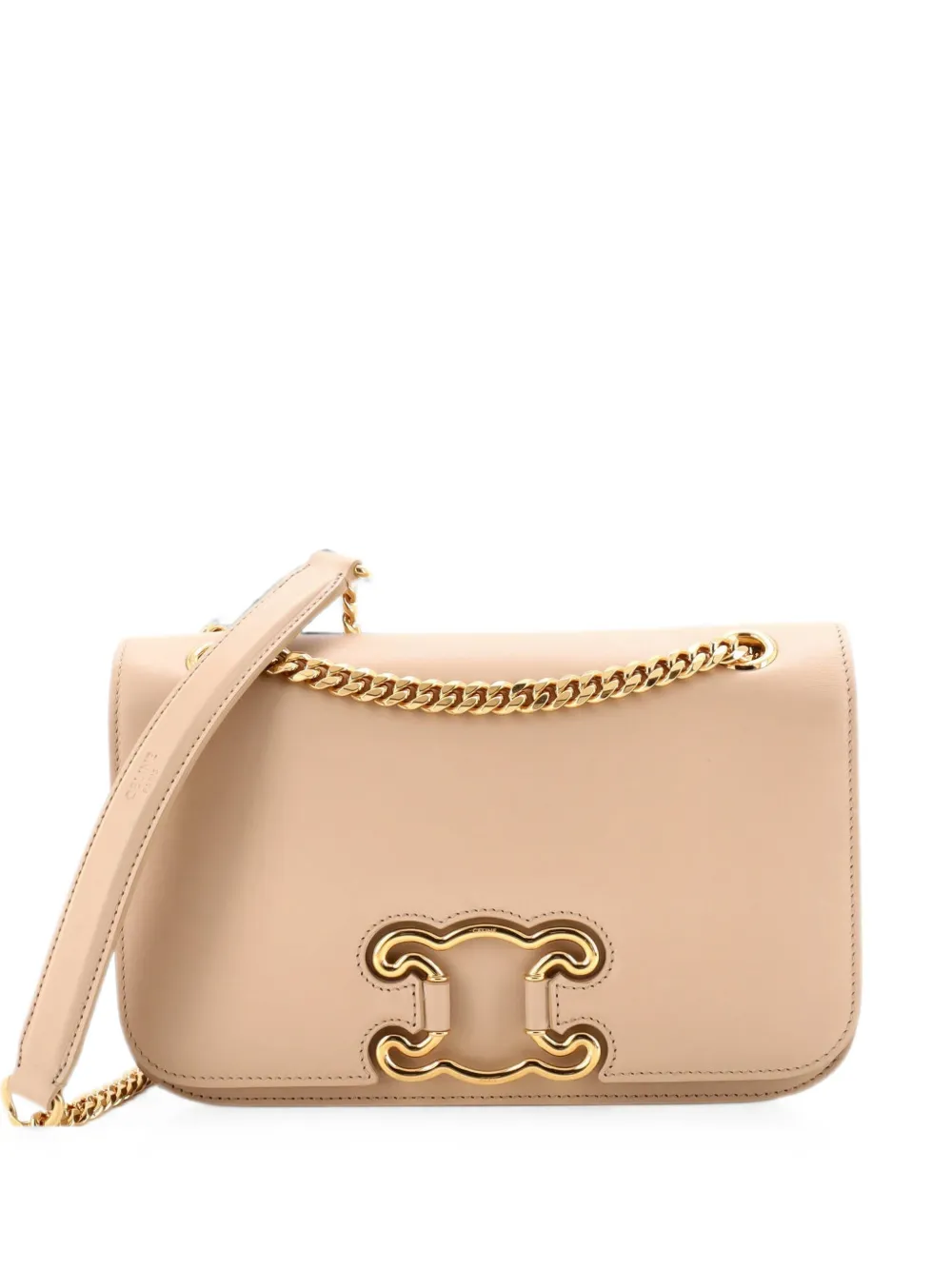 Celine Pre-Owned Triomphe Frame Chain Shoulder Bag Leather Medium crossbody bag - Nude