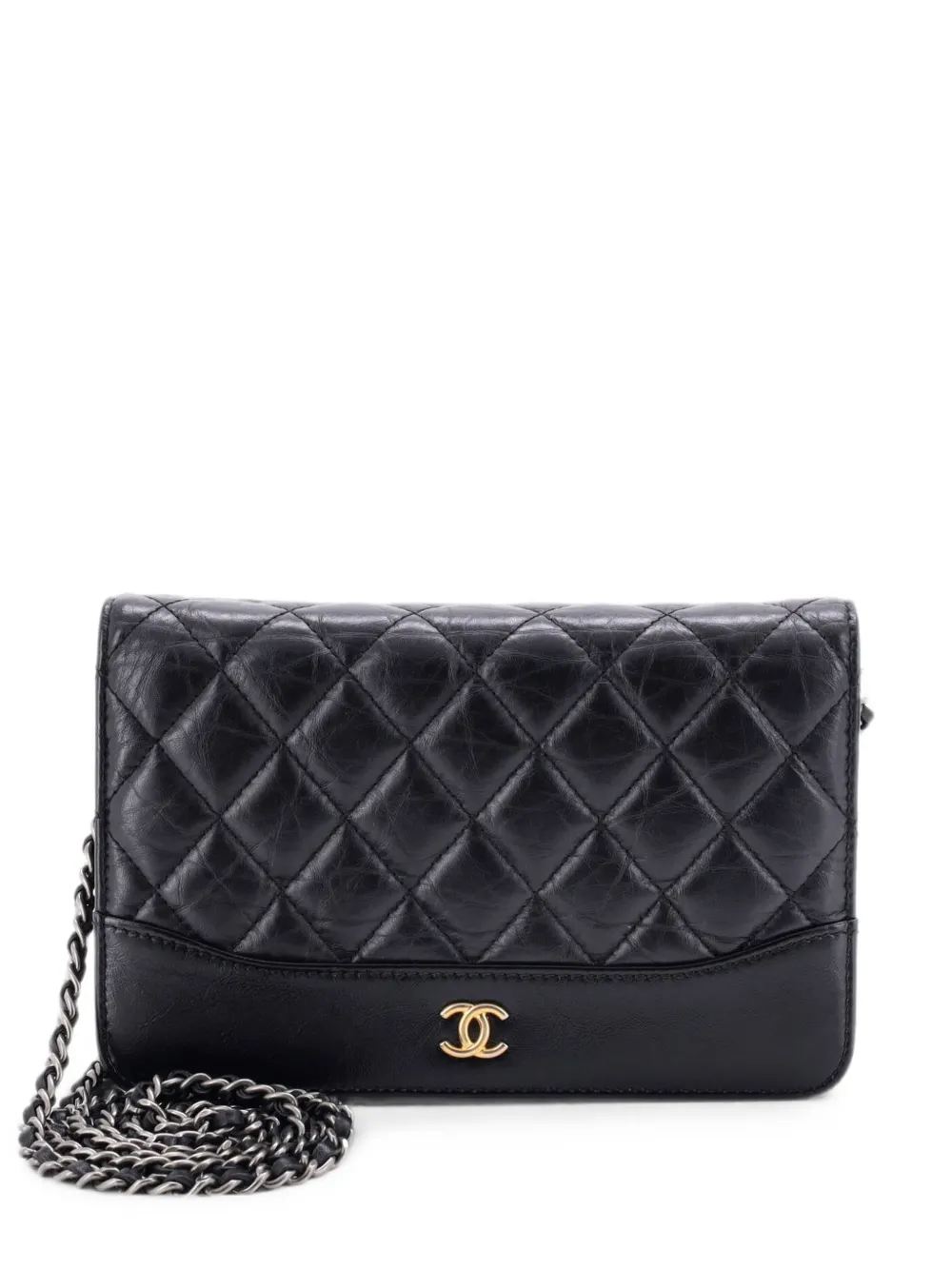 CHANEL Pre-Owned Gabrielle Wallet on Chain Quilted Aged Calfskin crossbody bag - Nero