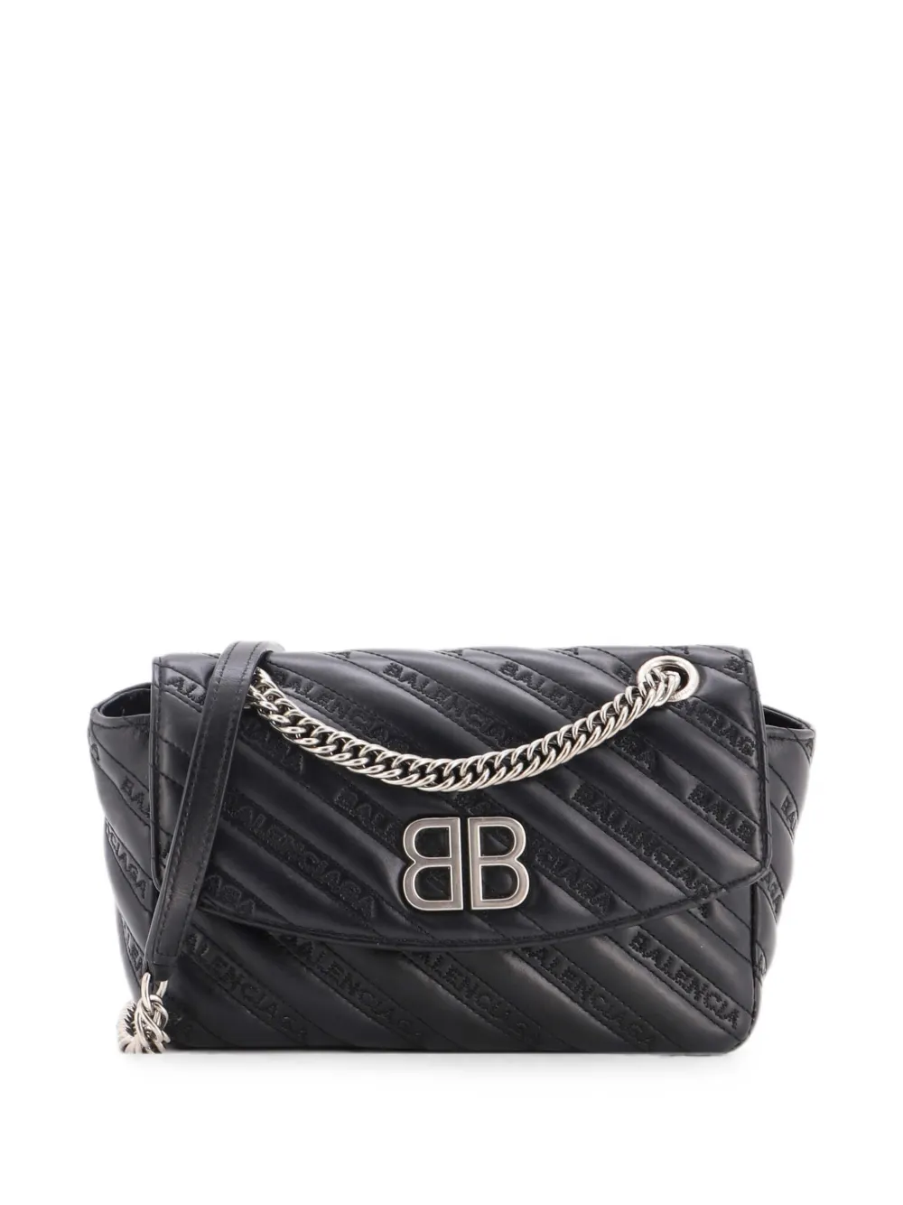 Balenciaga Pre-Owned BB Chain Round Shoulder Bag Embossed Leather Small crossbody bag - Nero