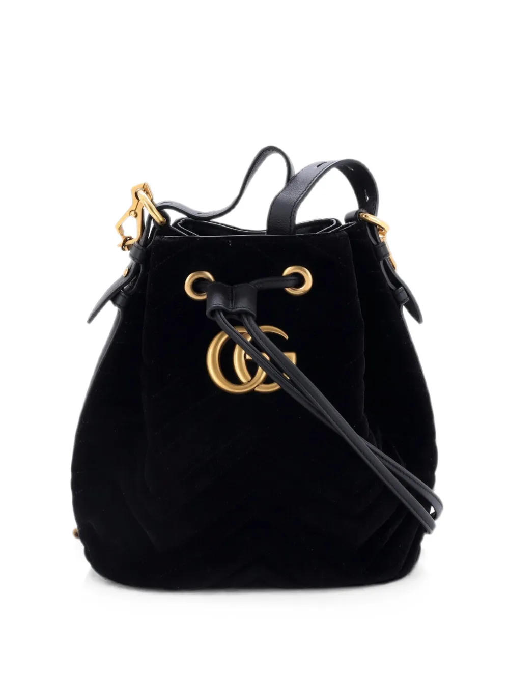 Gucci Pre-Owned GG Marmont Matelasse Velvet Small bucket bag - Schwarz