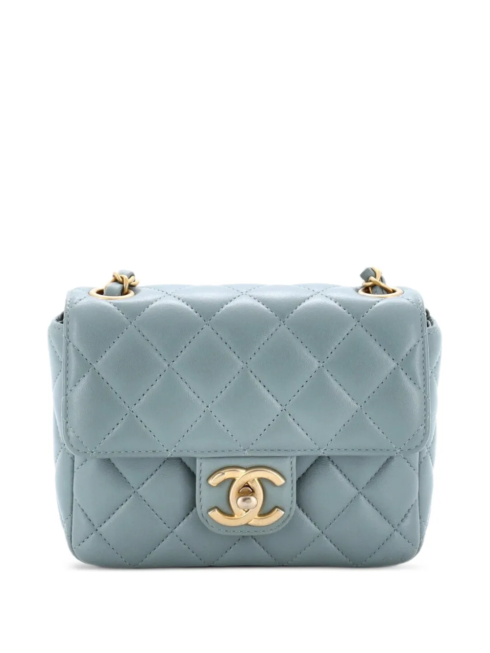 CHANEL Pre-Owned Casino Royale Charms Square Flap Bag Quilted Lambskin with Enamel Mini shoulder bag - Blu