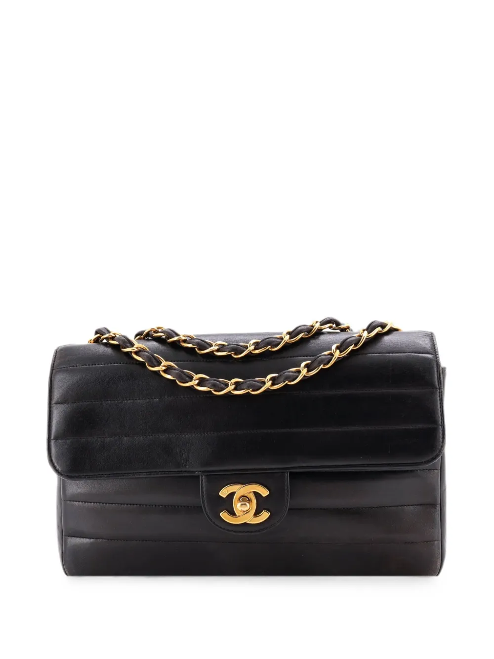 CHANEL Pre-Owned CC Flap Bag Horizontal Quilted Leather Jumbo shoulder bag - Nero