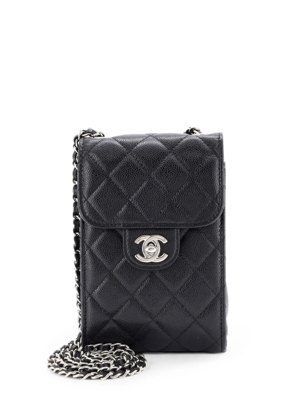 CHANEL Pre-Owned CC Flap Phone Holder Crossbody Bag Quilted Caviar clutch bag - Schwarz