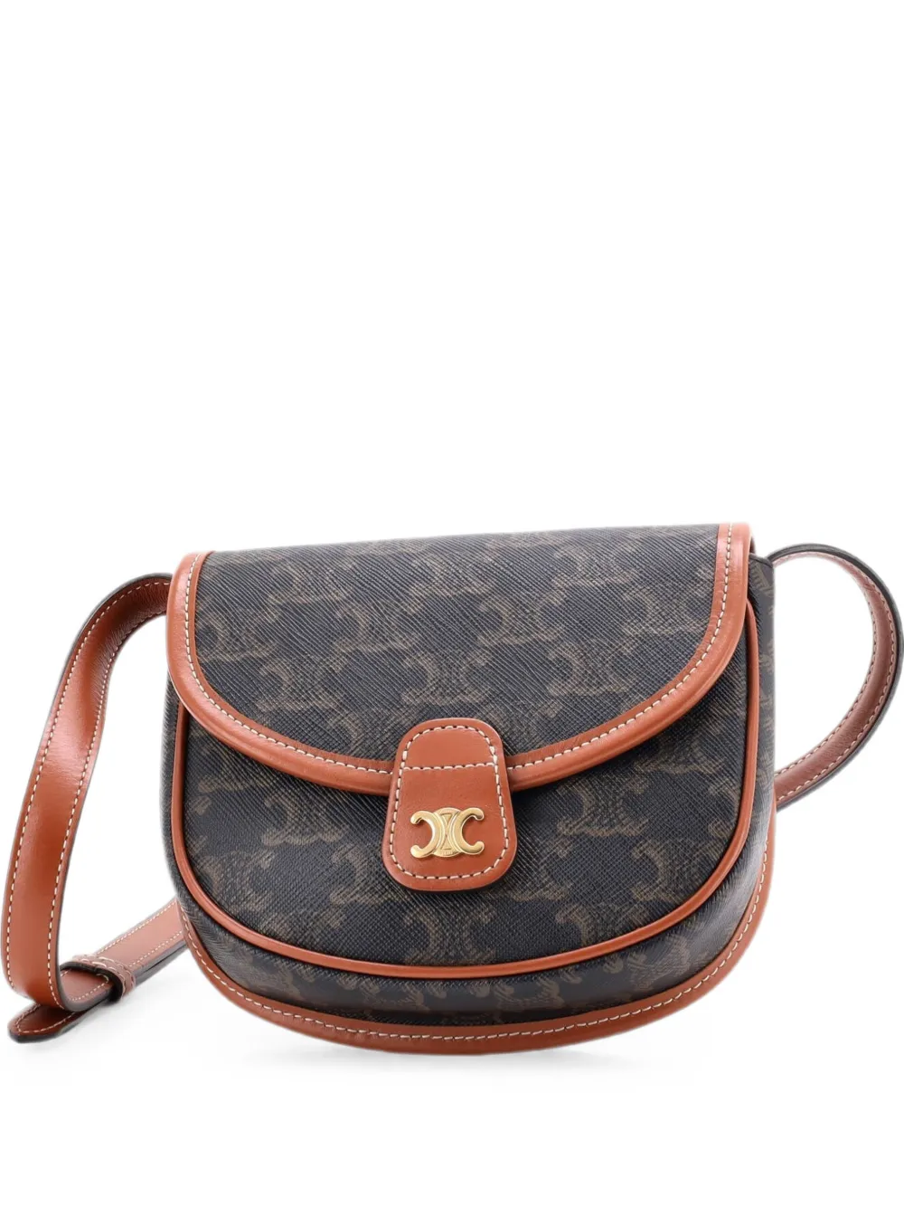 Celine Pre-Owned Besace Flap Bag Triomphe Coated Canvas Mini crossbody bag - Braun