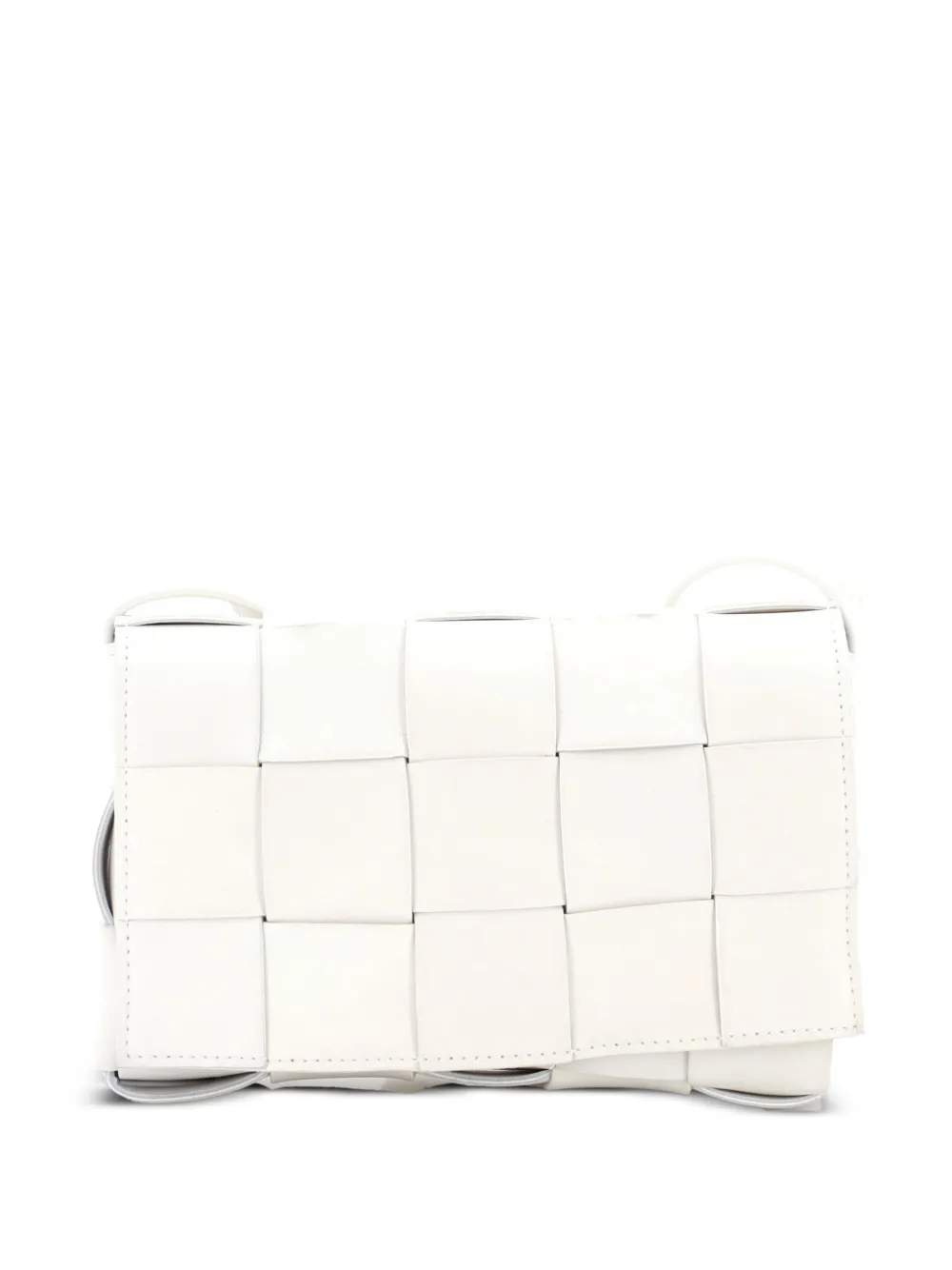 Bottega Veneta Pre-Owned Borsa a tracolla Brick Cassette mini in pelle con motivo Maxi Intrecciato - Bianco