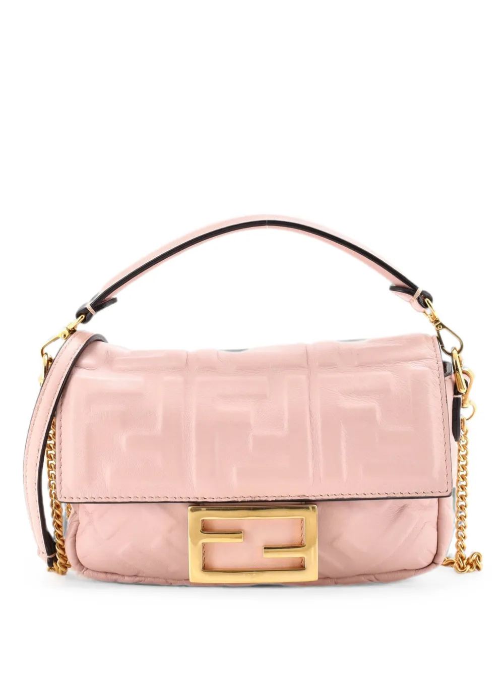 Fendi Pre-Owned Baguette NM Bag Zucca Embossed Leather Mini crossbody bag - Rosa