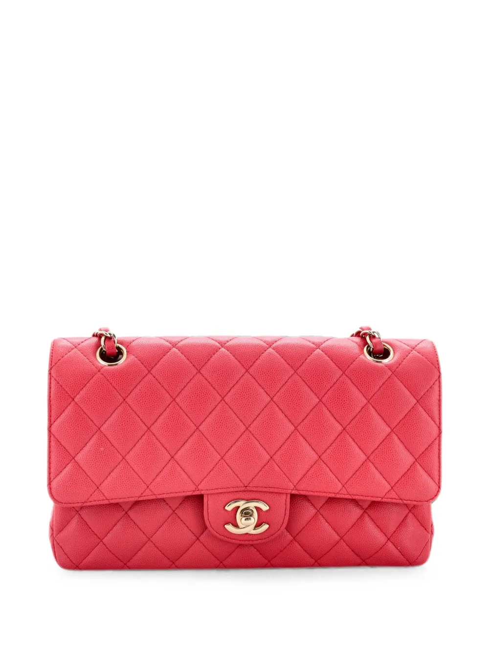 CHANEL Pre-Owned Classic Double Flap Bag Quilted Caviar Medium shoulder bag - Rosa