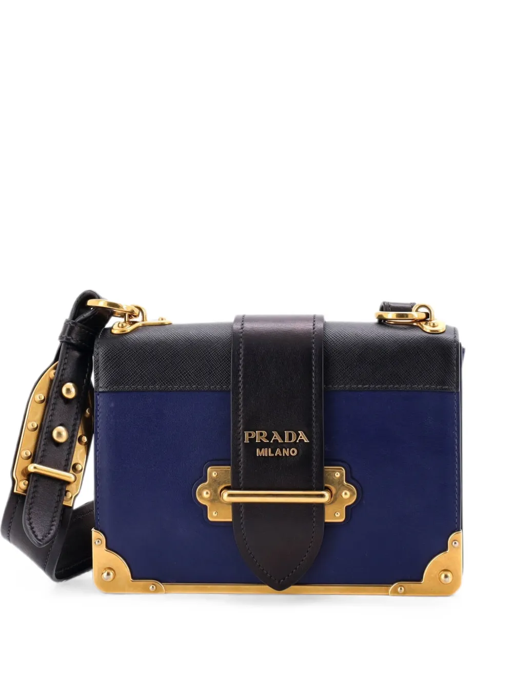 Prada Pre-Owned Cahier Leather and Saffiano Leather Small crossbody bag - Blau