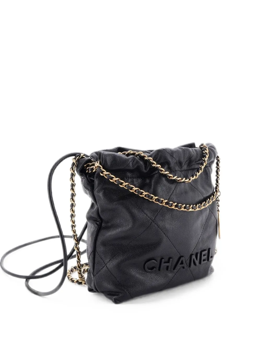 CHANEL Pre-Owned 22 Chain Quilted Caviar Mini hobo bag - Nero