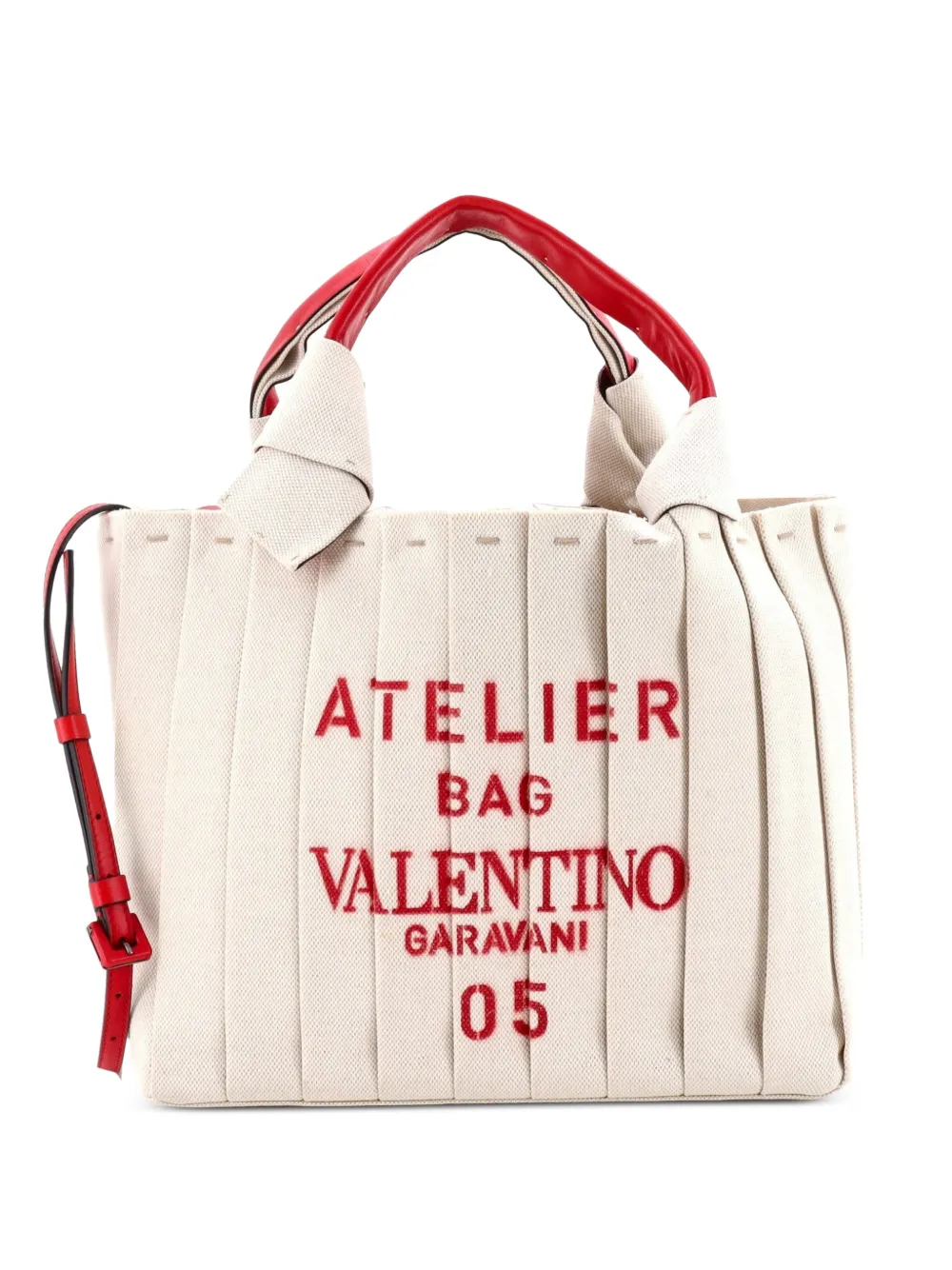 Valentino Garavani Pre-Owned Atelier 05 Pleated Canvas Medium tote bag - Nude